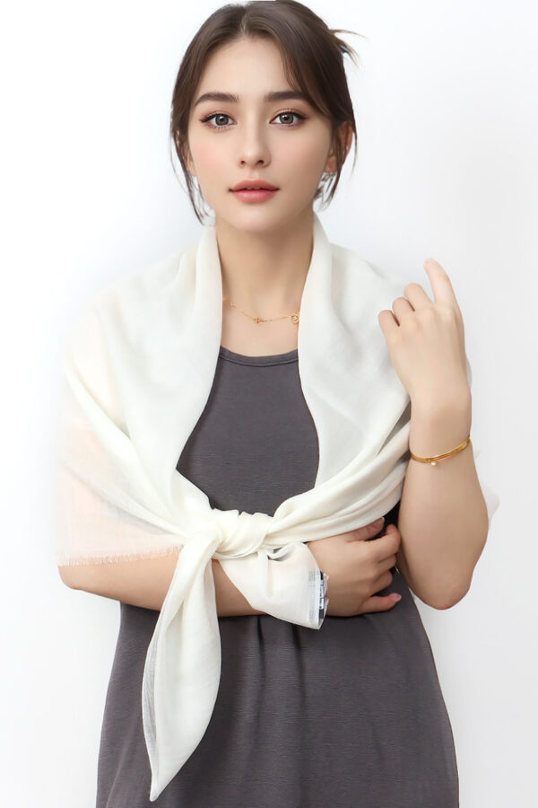Featherlight White Cashmere Scarf