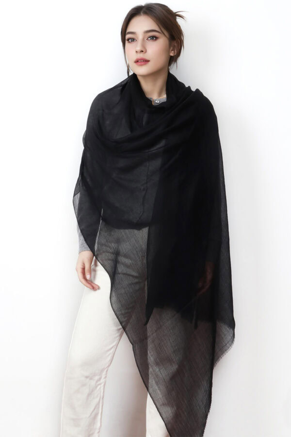 Featherlight Black Cashmere Scarf
