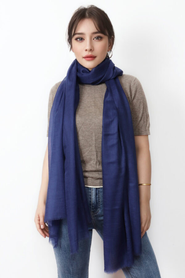 Featherlight Navy Blue Cashmere Scarf
