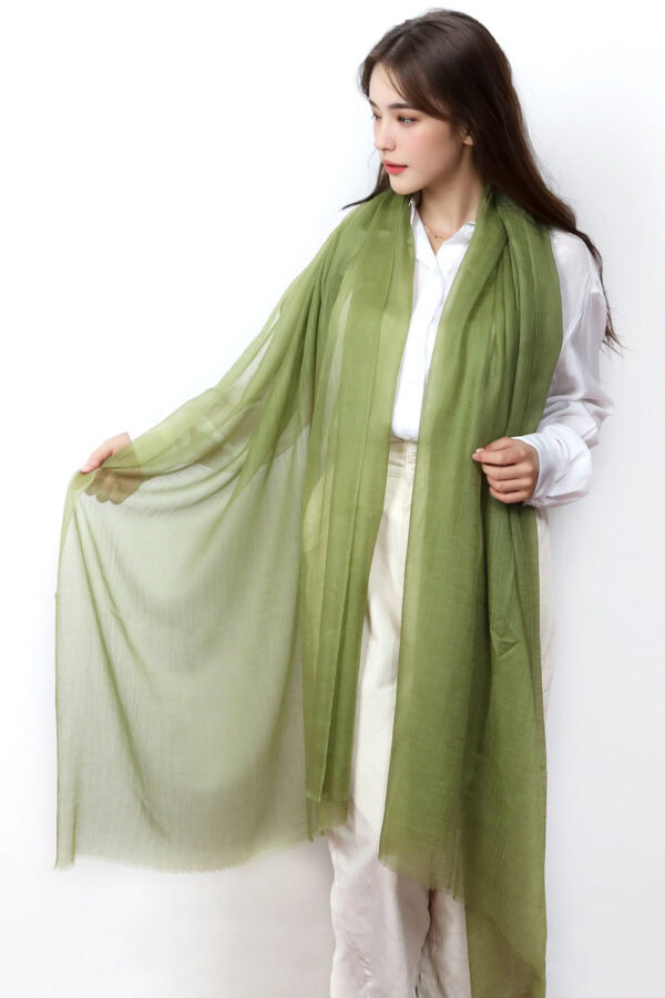 Featherlight Olive Green Cashmere Scarf
