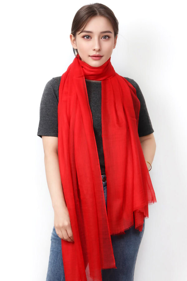 Featherlight Red Cashmere Scarf