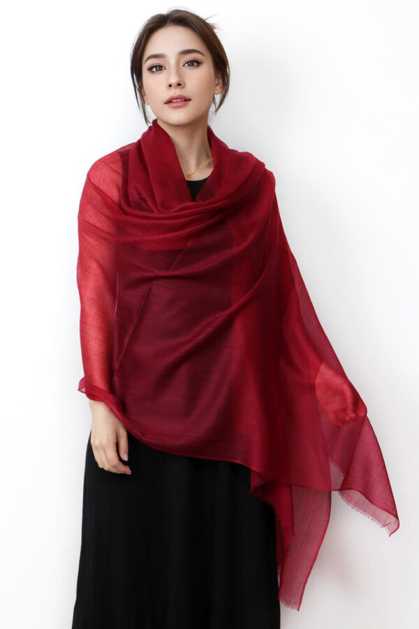 Featherlight Wine Red Cashmere Scarf