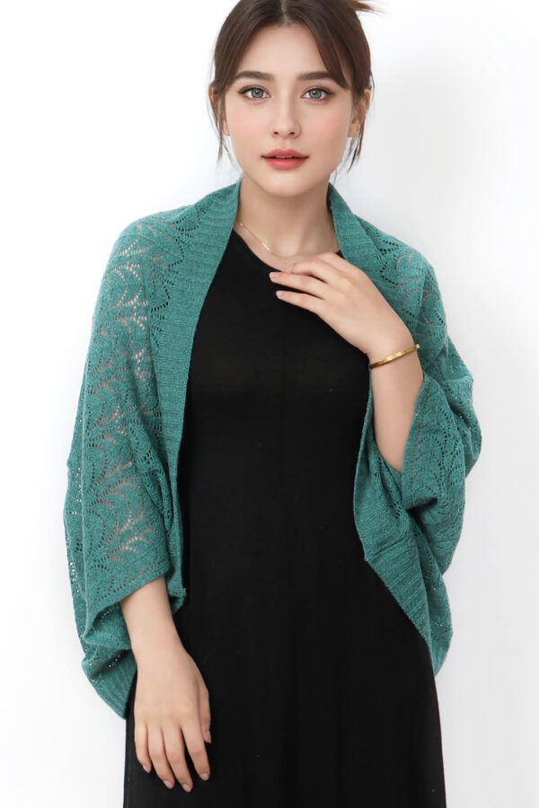 Luxurious Balsam Green Wearable Hollow Cashmere Bag