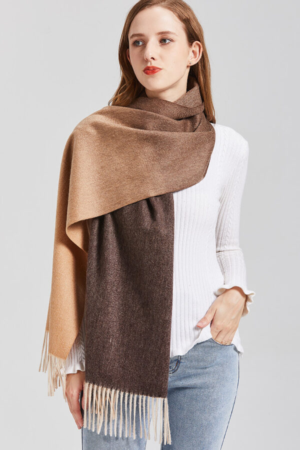 Premium Chocolate Ombre Cashmere Scarf – Cozy Winter Fashion Accessory