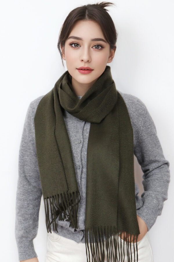 Army Green Cashmere Scarf Luxury Fashionable and Warm Accessory 1