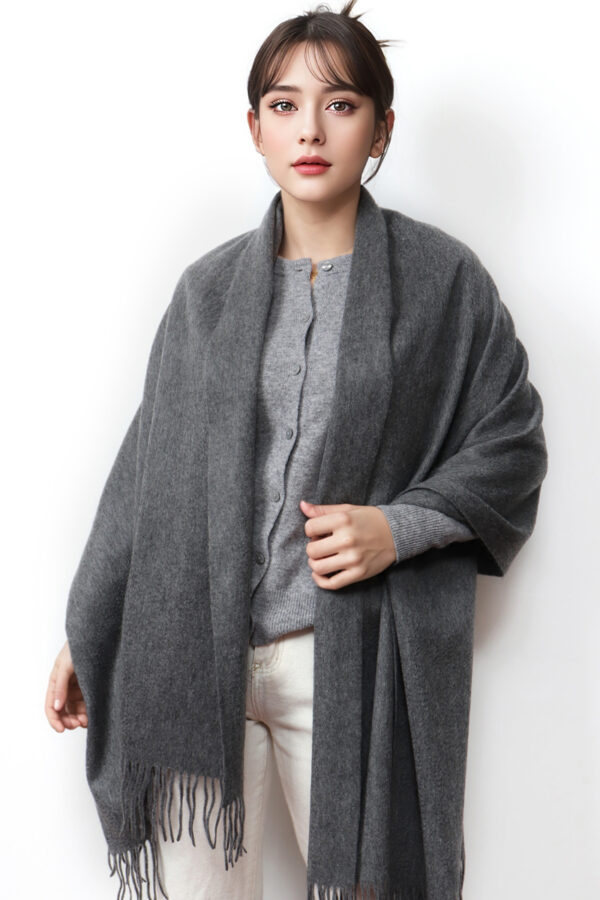 Dark Gray Cashmere Shawl Elegant High end Fashion Accessory