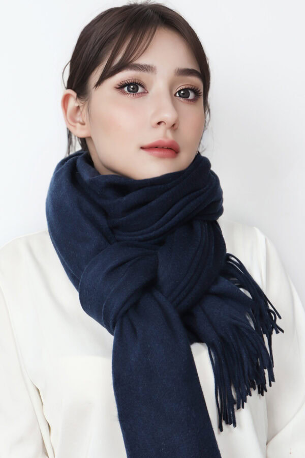 Navy Blue Cashmere Shawl Stylish High end Warm Accessory