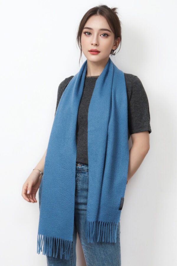 Premium Rum Blue Cashmere Scarf Stylish and Warm Accessory 5