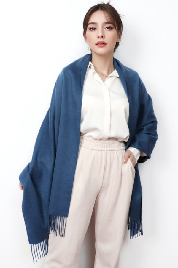 Rum Blue Cashmere Shawl High end Fashion Warm Accessory 1