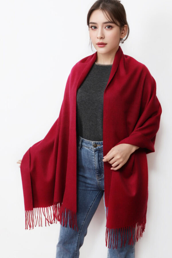 Wine Red Cashmere Shawl High end Fashion Warm Accessory 6