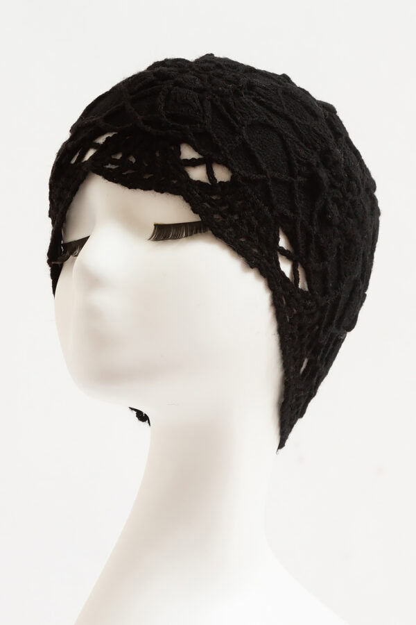 Black Double Layer Hollow Cashmere Hat Stylish and Warm Winter Choice 4