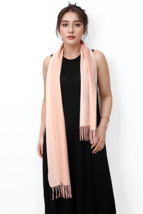 Blush Pink Nude Reversible Cashmere Scarf Elegant Versatile Winter Shawl 8
