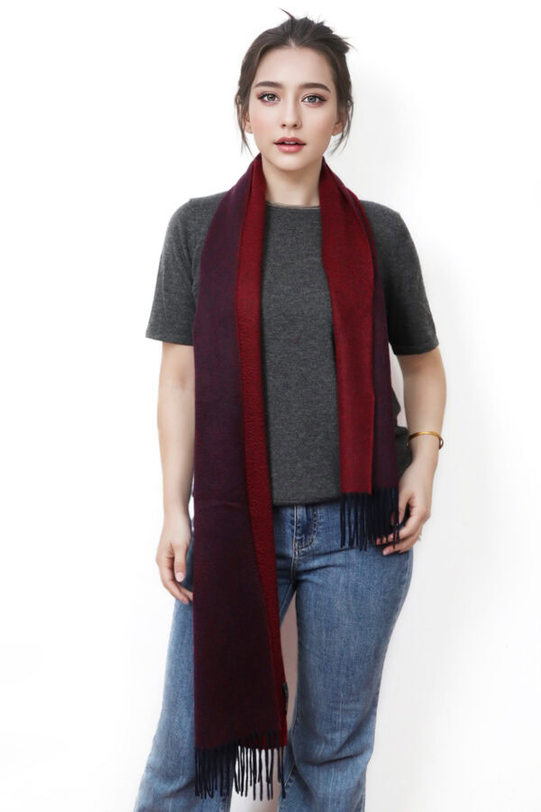 Burgundy Deep Burgundy Reversible Cashmere Scarf Elegant Versatile Winter Shawl 1 1