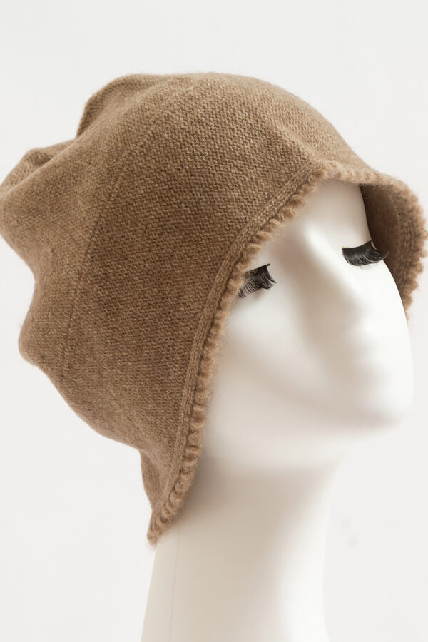 Dark Khaki Raw Edge Cashmere Hat Trendy Winter Essential 4
