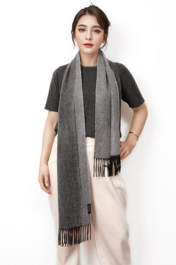 Grey Charcoal Reversible Cashmere Scarf Elegant Versatile Winter Shawl 1 1