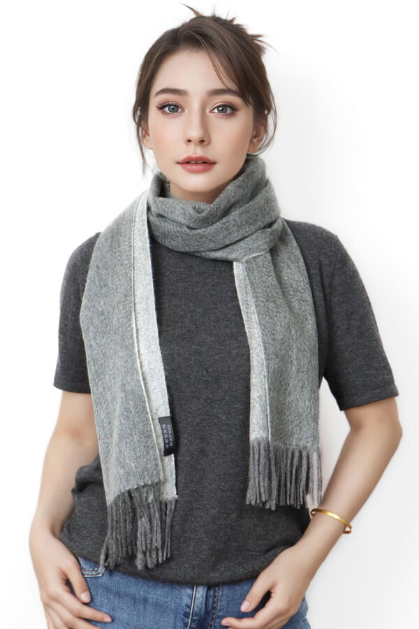 Grey Light Grey Reversible Cashmere Scarf Elegant Versatile Winter Shawl 1 1
