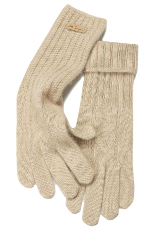 Khaki Extended Cuff Cashmere Gloves Stylish and Warm Winter Essentials 4