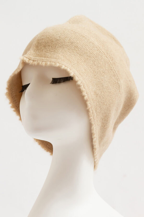 Khaki Raw Edge Cashmere Hat Trendy Winter Essential 5