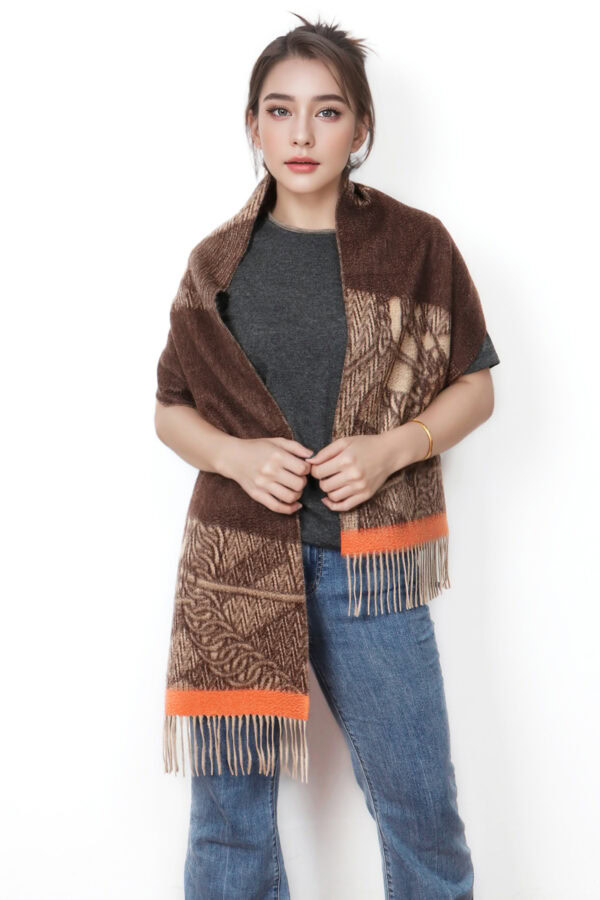 Luxury Brown Reversible Cashmere Scarf Soft Warm 4 1