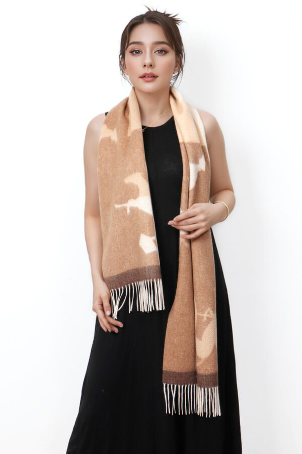 Luxury Camel Reversible Cashmere Scarf Soft Warm 3 1
