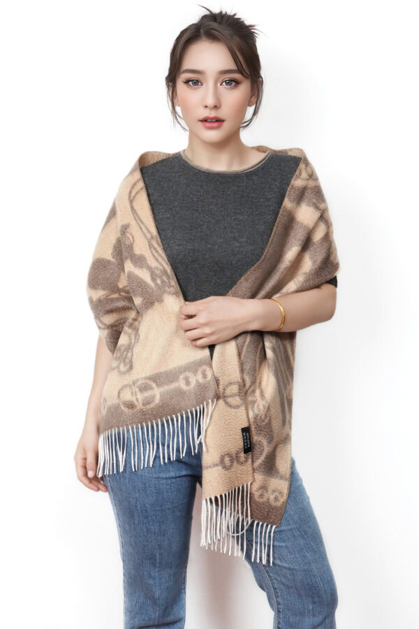 Luxury Coffee Reversible Cashmere Scarf Soft Warm 4 1