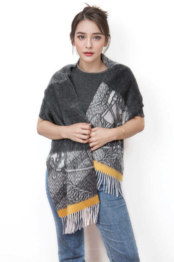 Luxury Gray Reversible Cashmere Scarf Soft Warm 8