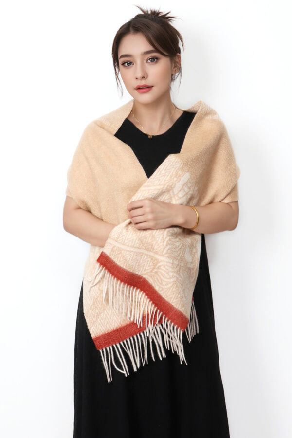 Luxury Khaki Reversible Cashmere Scarf Soft Warm 3 1