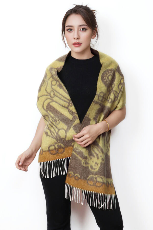 Luxury Mustard Reversible Cashmere Scarf Soft Warm 2 1