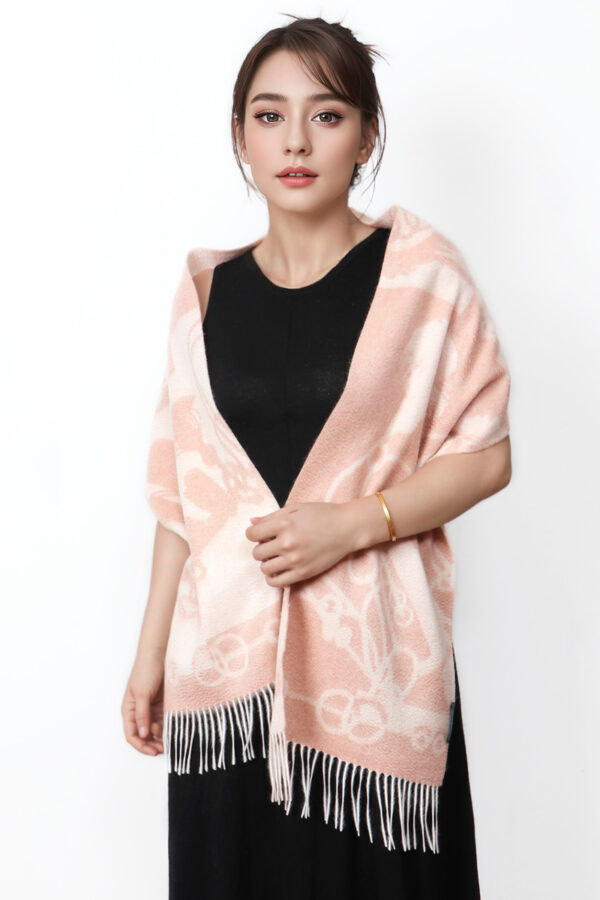 Luxury Pink Reversible Cashmere Scarf Soft Warm 4 1