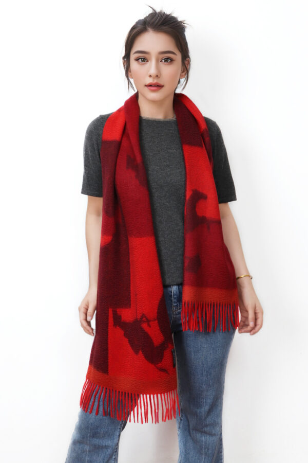 Luxury Wine Red Reversible Cashmere Scarf Soft Warm 4