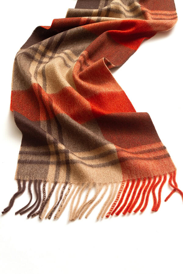 Red and Coffee Plaid Cashmere Scarf Warm Versatile Winter Accessory 4 1