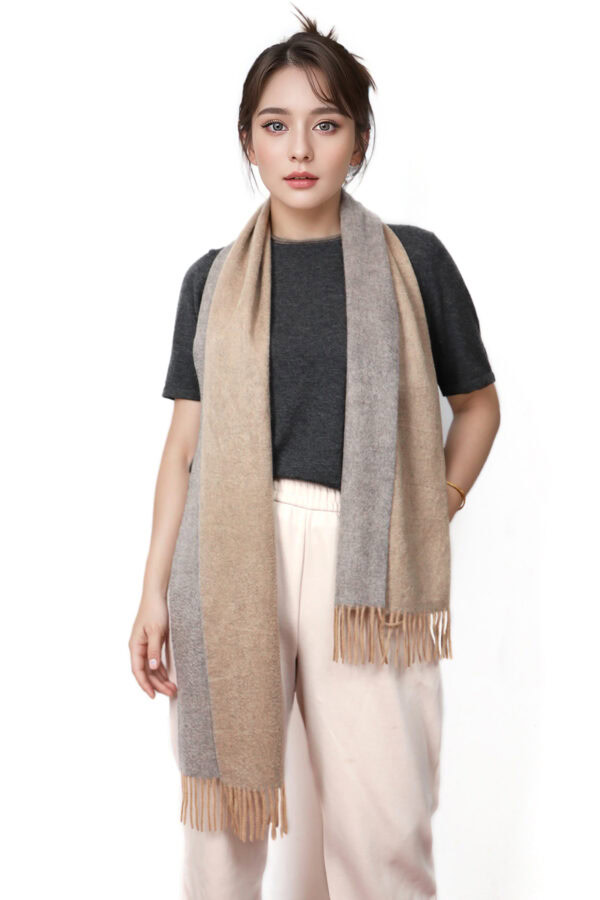 Taupe Stone Reversible Cashmere Scarf Elegant Versatile Winter Shawl 2 1