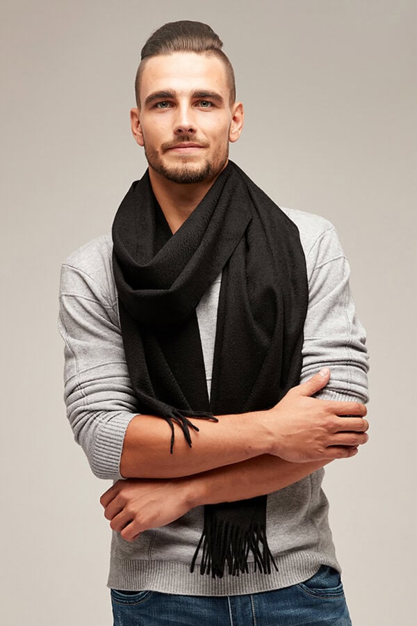 Black Mens Cashmere Scarf Timeless Sophisticated Winter Essential 1