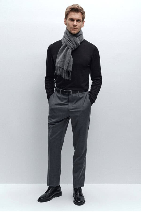 Dark Gray Mens Cashmere Scarf Elegant Versatile Cold Weather Essential