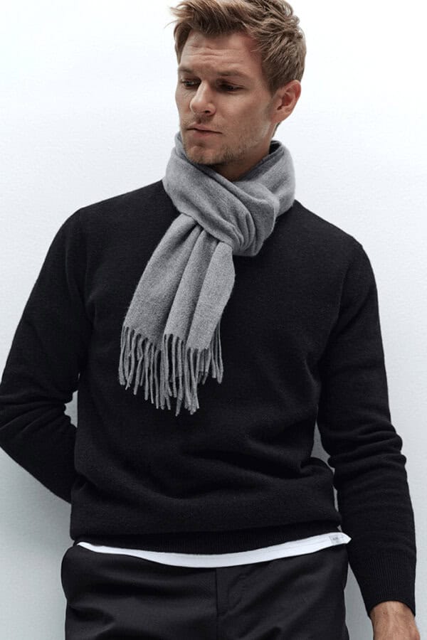 Gray Mens Cashmere Scarf Classic Warm Fashion Statement 1